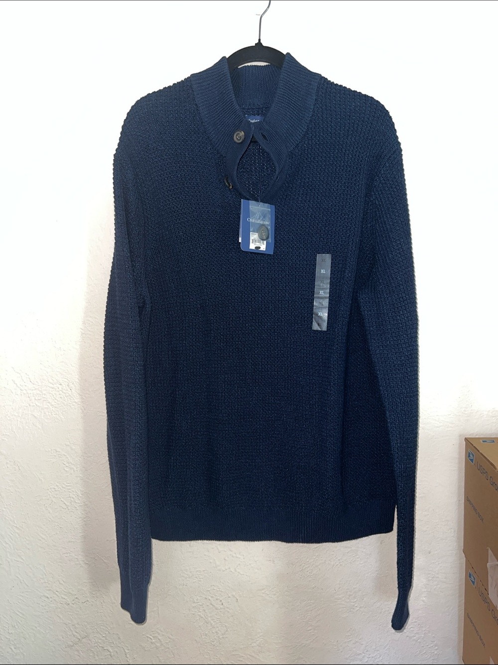 Mens XL croft & barrow sweater nwt blue pull over
